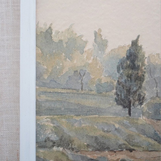 Image 1 of Vintage watercolor painting “Liguria” by Giacomo Maganzini, 1970s