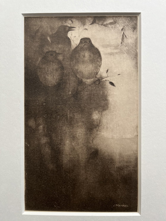 Image 1 of Jan Mankes Héliogravure originale Grives dans l'ambiance du soir