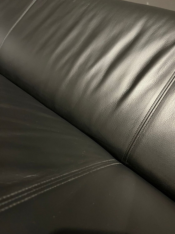 Image 1 of Rolf Benz 322 Black Leather 2.5 Seater Sofa Design Anita Schmidt