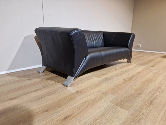 Image 1 of Rolf Benz 322 Black Leather 2.5 Seater Sofa Design Anita Schmidt