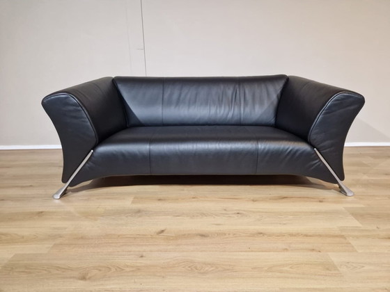 Image 1 of Rolf Benz 322 Black Leather 2.5 Seater Sofa Design Anita Schmidt