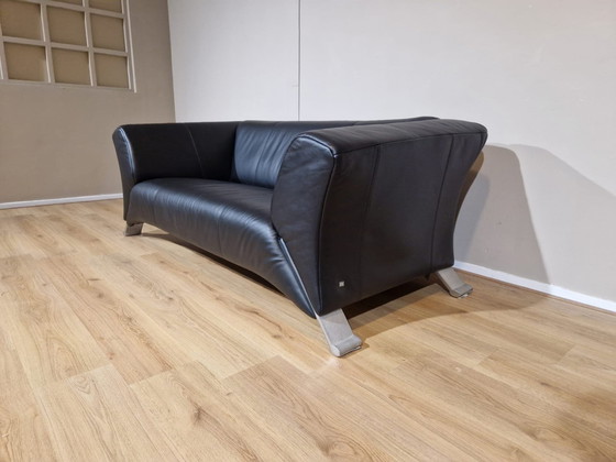 Image 1 of Rolf Benz 322 Black Leather 2.5 Seater Sofa Design Anita Schmidt