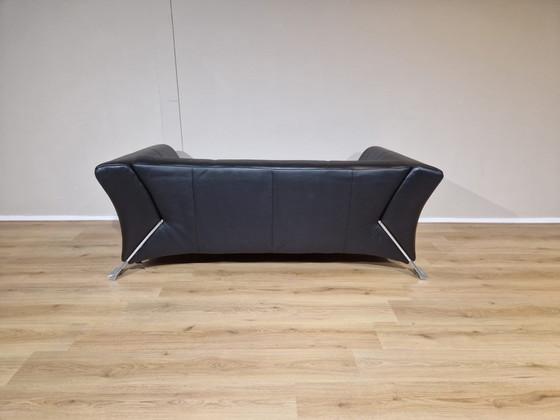 Image 1 of Rolf Benz 322 Black Leather 2.5 Seater Sofa Design Anita Schmidt