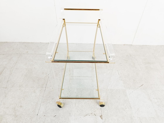 Image 1 of Brass and lucite drinks trolley, 1970s