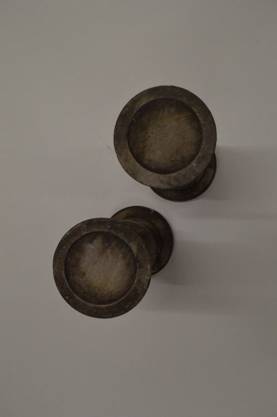 Image 1 of Stone, Cream Patine Candle Holders