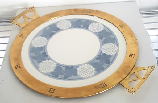 Art Deco Cake Plate With Brass Handles From Wmf, 1920S