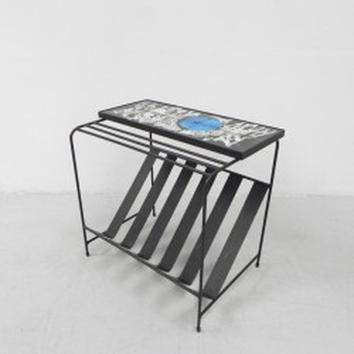 Porte-journaux, porte-revues, plateau de table en carreaux - 1960s