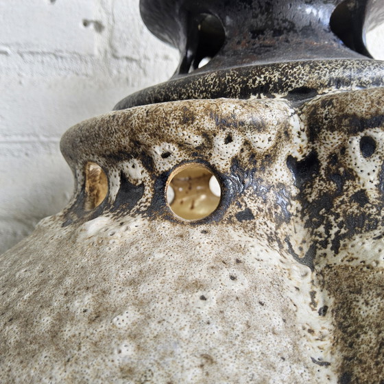 Image 1 of Vintage Ceramic Pendant Lamp (German) Brutalist Lamp Brown Mid - Century Pendant Lamp