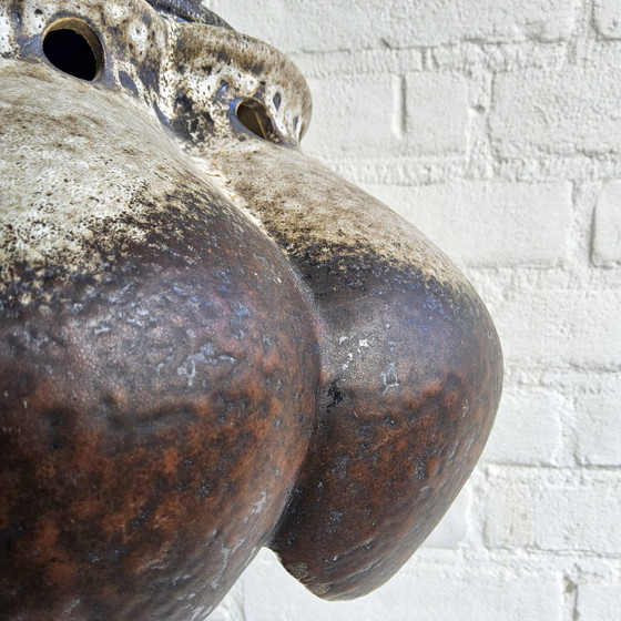 Image 1 of Vintage Ceramic Pendant Lamp (German) Brutalist Lamp Brown Mid - Century Pendant Lamp