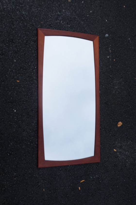 Image 1 of Mirror wall mirror teak beautiful shape 50s