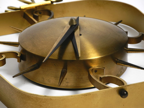 Image 1 of Beautiful Very Classy Mid Century Modern Kienzle Brass Wall Clock With Original Battery Drive