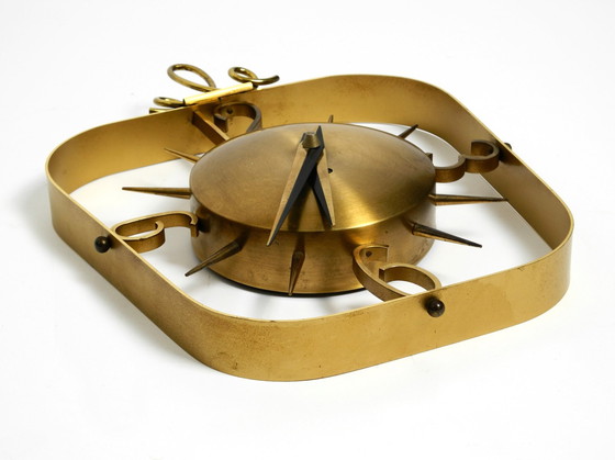 Image 1 of Beautiful Very Classy Mid Century Modern Kienzle Brass Wall Clock With Original Battery Drive