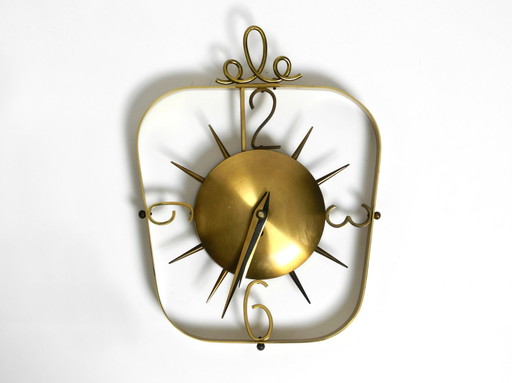 Beautiful Very Classy Mid Century Modern Kienzle Brass Wall Clock With Original Battery Drive