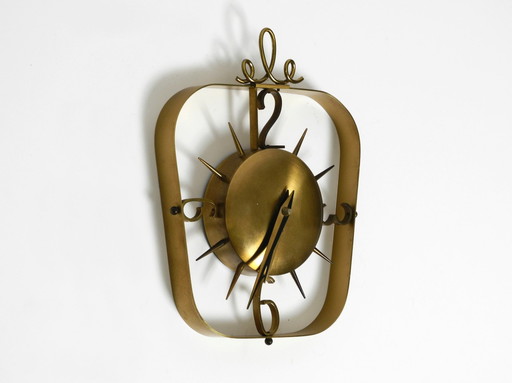 Beautiful Very Classy Mid Century Modern Kienzle Brass Wall Clock With Original Battery Drive