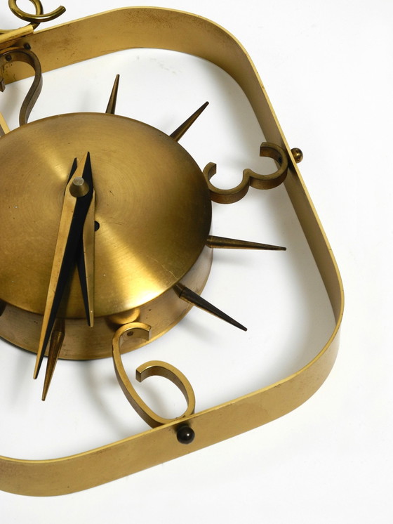 Image 1 of Beautiful Very Classy Mid Century Modern Kienzle Brass Wall Clock With Original Battery Drive