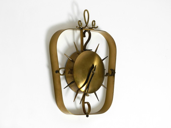 Image 1 of Beautiful Very Classy Mid Century Modern Kienzle Brass Wall Clock With Original Battery Drive