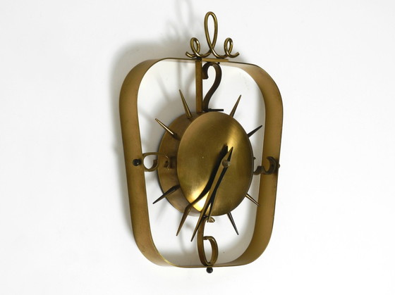 Image 1 of Beautiful Very Classy Mid Century Modern Kienzle Brass Wall Clock With Original Battery Drive