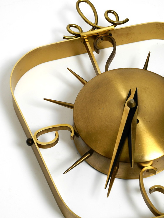 Image 1 of Beautiful Very Classy Mid Century Modern Kienzle Brass Wall Clock With Original Battery Drive