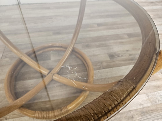 Image 1 of Round Coffee Table In Bamboo And Smoked Glass