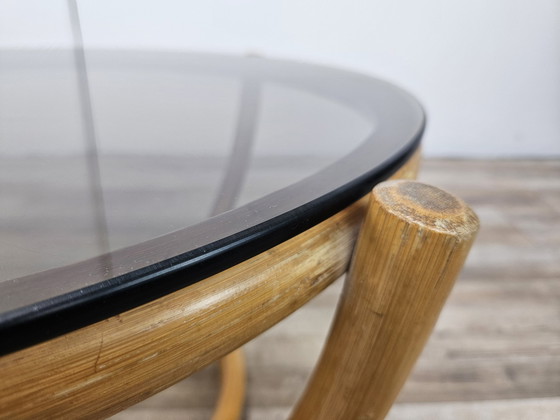 Image 1 of Round Coffee Table In Bamboo And Smoked Glass