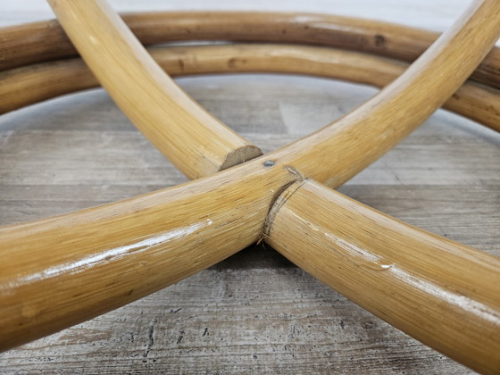 Image 1 of Round Coffee Table In Bamboo And Smoked Glass