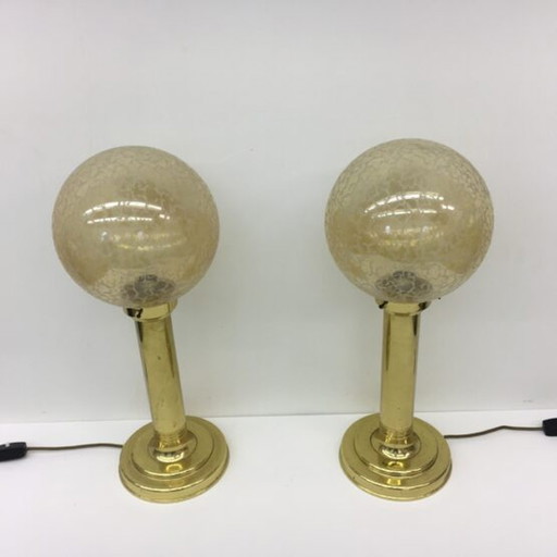 2x Mid-century Design XL Globe Table Lamps, 1970’s