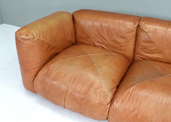 Image 1 of Mario Marenco Tan Leather Sofa by Arflex, Italy – circa 1970