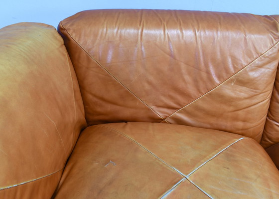 Image 1 of Mario Marenco Tan Leather Sofa by Arflex, Italy – circa 1970