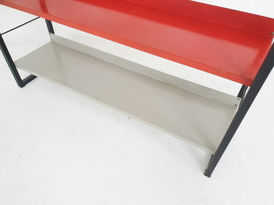 Image 1 of A. D. Dekker for Tomado free standing metal book shelves, Pays-Bas 1950's