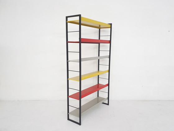 Image 1 of A. D. Dekker for Tomado free standing metal book shelves, Pays-Bas 1950's