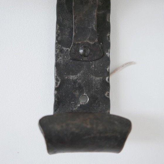 Image 1 of Vintage brutalist iron wall lamp with double arms, France 1970