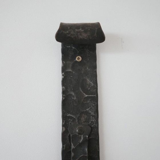 Image 1 of Vintage brutalist iron wall lamp with double arms, France 1970