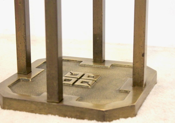 Image 1 of Guéridon minimaliste en laiton et verre Peter Ghyczy