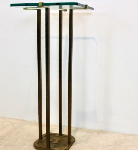 Image 1 of Guéridon minimaliste en laiton et verre Peter Ghyczy