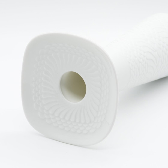 Image 1 of Rare Manfred Frey Ak Kaiser Bisque Porcelain Nature Relief Op Art Vase Duo Mcm