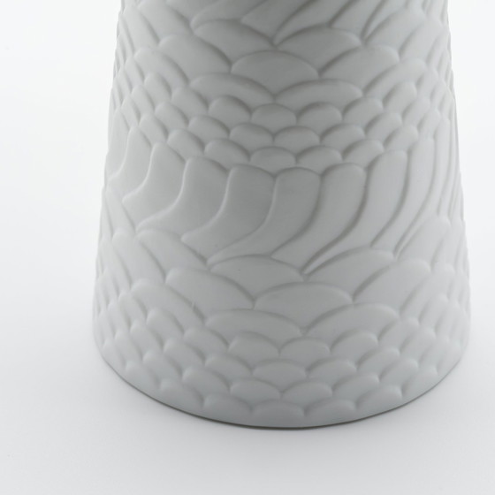 Image 1 of Rare Manfred Frey Ak Kaiser Bisque Porcelain Nature Relief Op Art Vase Duo Mcm