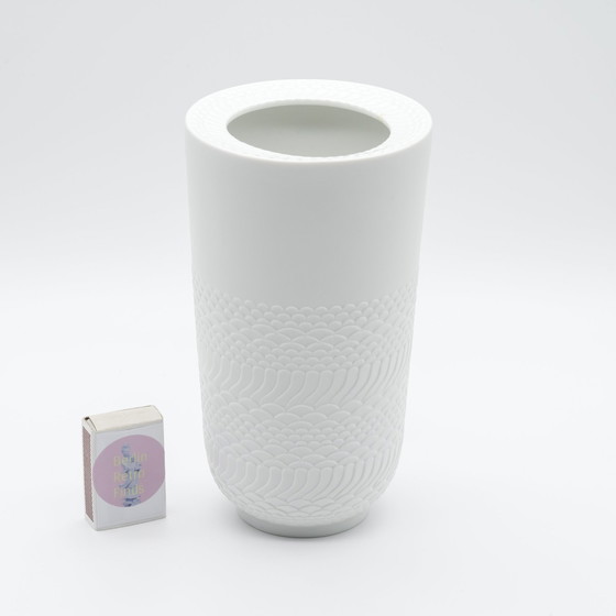 Image 1 of Rare Manfred Frey Ak Kaiser Bisque Porcelain Nature Relief Op Art Vase Duo Mcm