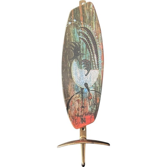 Image 1 of Vintage brass rooster wall hook, 1950
