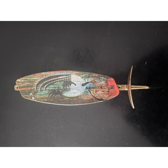 Image 1 of Vintage brass rooster wall hook, 1950