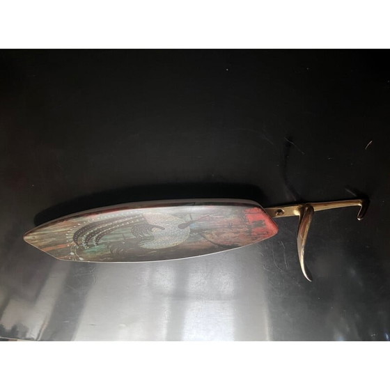 Image 1 of Vintage brass rooster wall hook, 1950