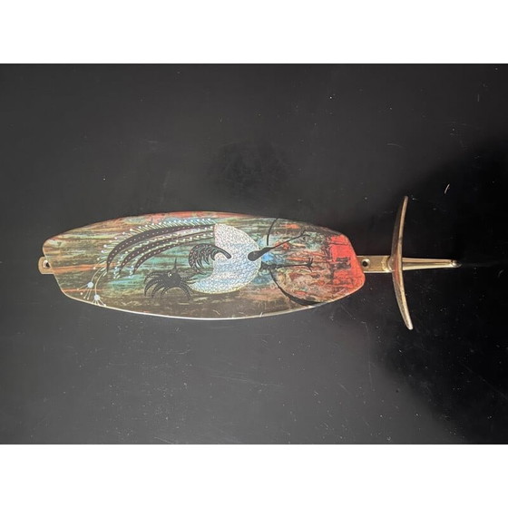Image 1 of Vintage brass rooster wall hook, 1950