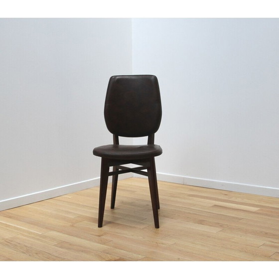 Image 1 of Vintage leather and wood chair