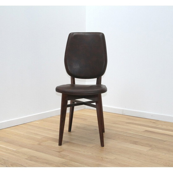 Image 1 of Vintage leather and wood chair