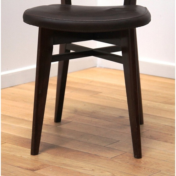 Image 1 of Vintage leather and wood chair