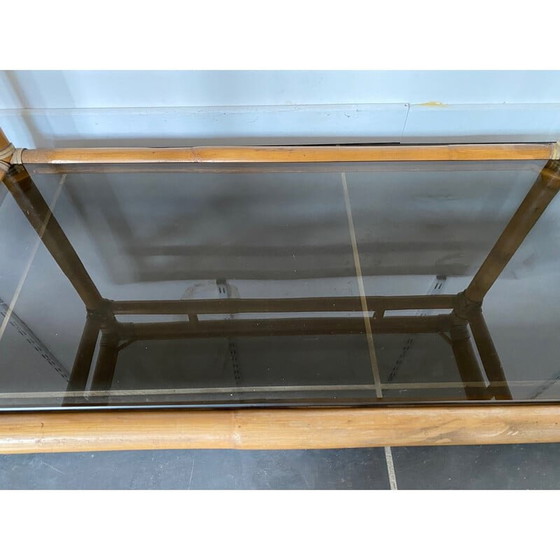 Image 1 of Mobile TV vintage in rattan e vetro, anni '50