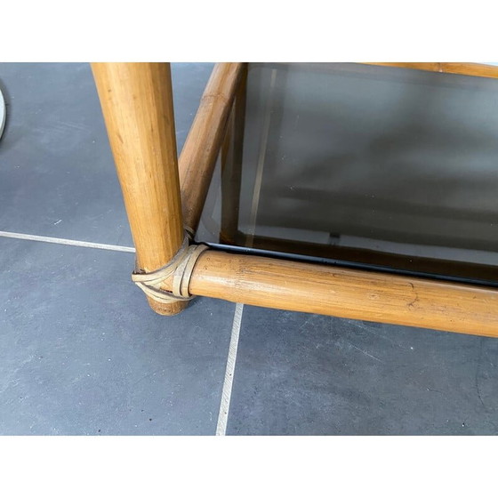 Image 1 of Mobile TV vintage in rattan e vetro, anni '50