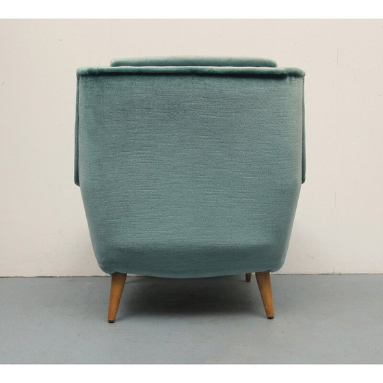 Image 1 of Vintage club armchair in blue velvet, 1950s