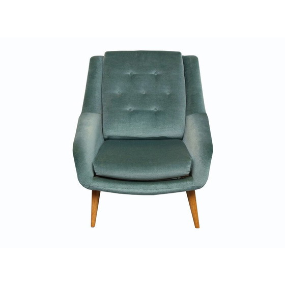 Image 1 of Vintage club armchair in blue velvet, 1950s