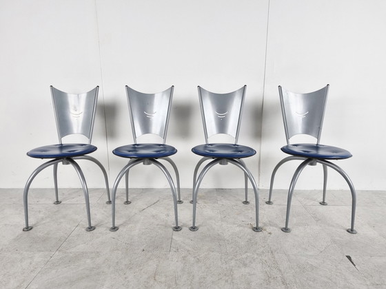 Image 1 of 4 x Post modern metal dining chairs