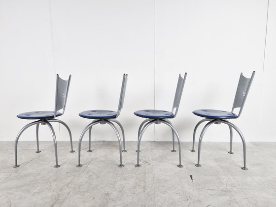 Image 1 of 4 x Post modern metal dining chairs